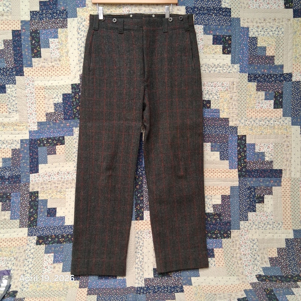 VTG 70s Bemidji Woolen Mills Pants Size 33x31 Malone Plaid W/ Suspender Buttons